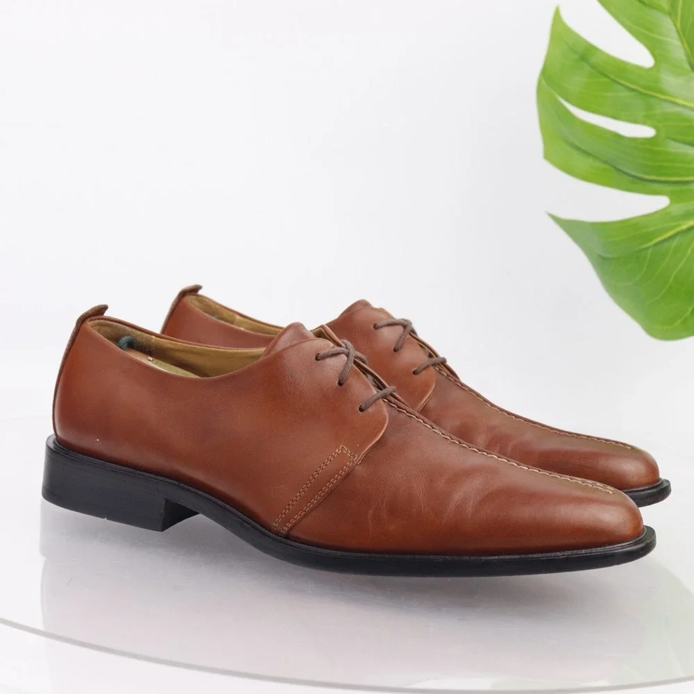 Cole Haan Mens Beckett Oxfords Size 12 M Tan Brown Leather Split Toe Dress Shoes